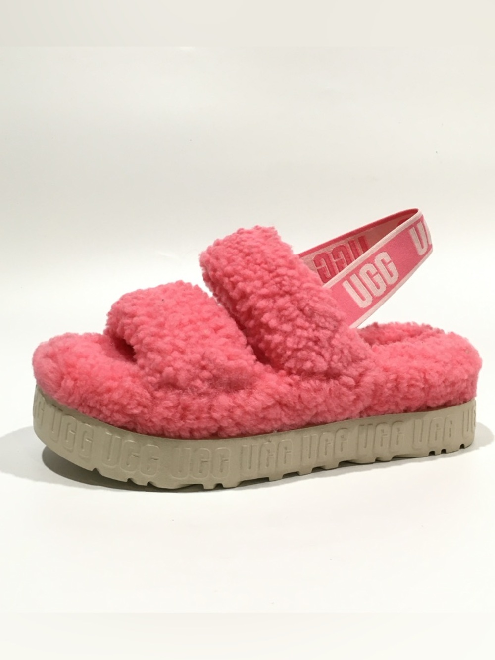 UGG OH FLUFFITA PLUSH WOOL SLING BACK SANDALS -PINK ROSE -WOMEN’S US 7 -NEW